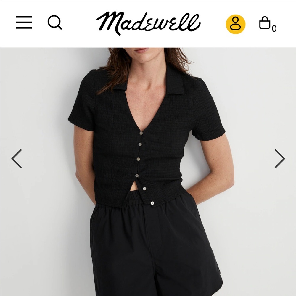 Madewell crinkled Y-neck button down shirt